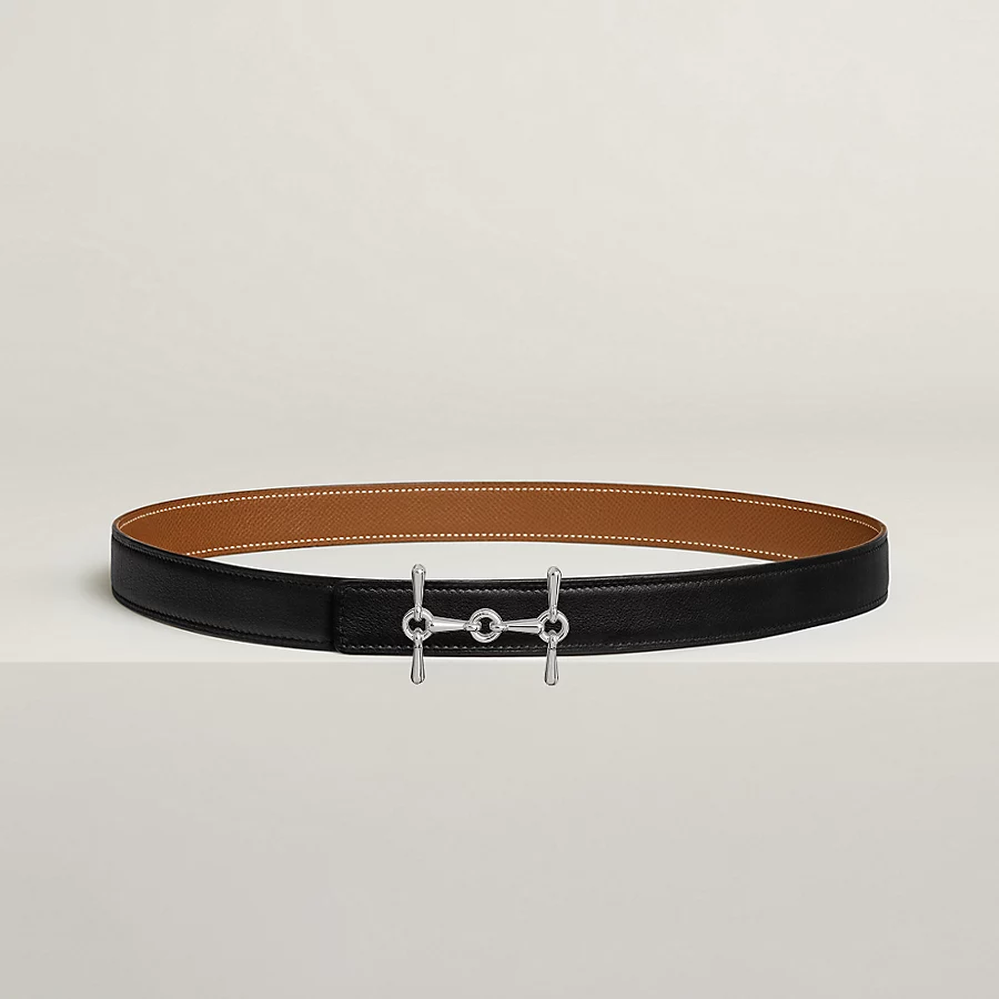 H Equestre belt buckle & Reversible leather strap 24 mm - Image 1